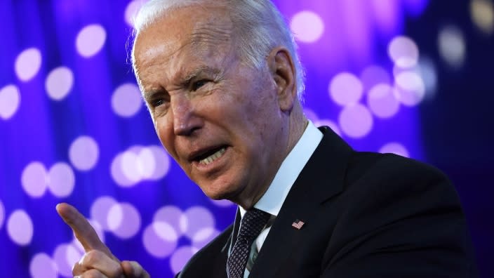 President Joe Biden speaks during the 90th Winter Meeting of the U.S. Conference of Mayors Friday in Washington, D.C. (Photo: Alex Wong/Getty Images)