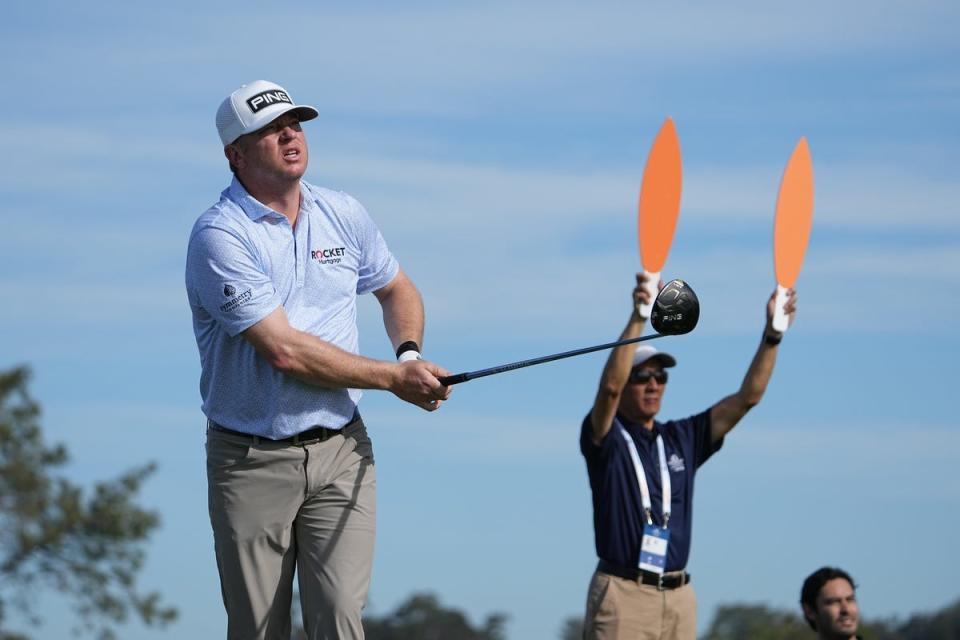 Nate Lashley hits his tee shot on the second hole during the final round of the Farmers Insurance Open golf tournament at Torrey Pines Municipal Golf Course – South Course. Mandatory Credit: Ray Acevedo-USA TODAY Sports