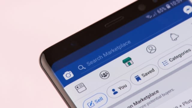 Facebook marketplace appears on a smartphone.