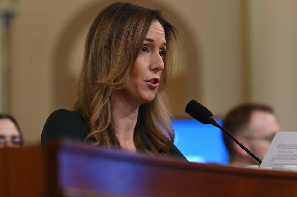 Jennifer Williams, a foreign policy aide to Vice President Mike Pence, delivers opening remarks as she testifies on Nov. 19, 2019 before the Permanent Select Committee on Intelligence.