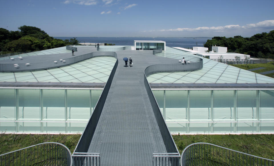This image released by the Pritzker Prize shows the Yokosuka Museum of Art, designed by Riken Yamamoto, in Yokosuka, Japan. (Courtesy of Tomio Ohashi/Pritzker Prize via AP)