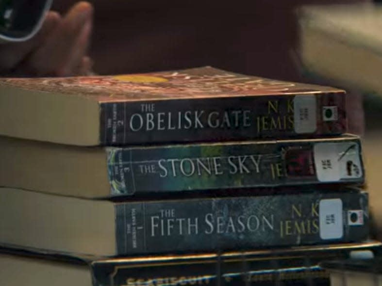 A stack of books on Netflix's "You."