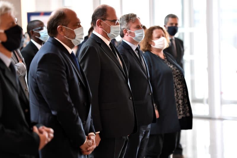 French PM Castex attends a ceremony in tribute to six humanitarian aid workers, in Orly