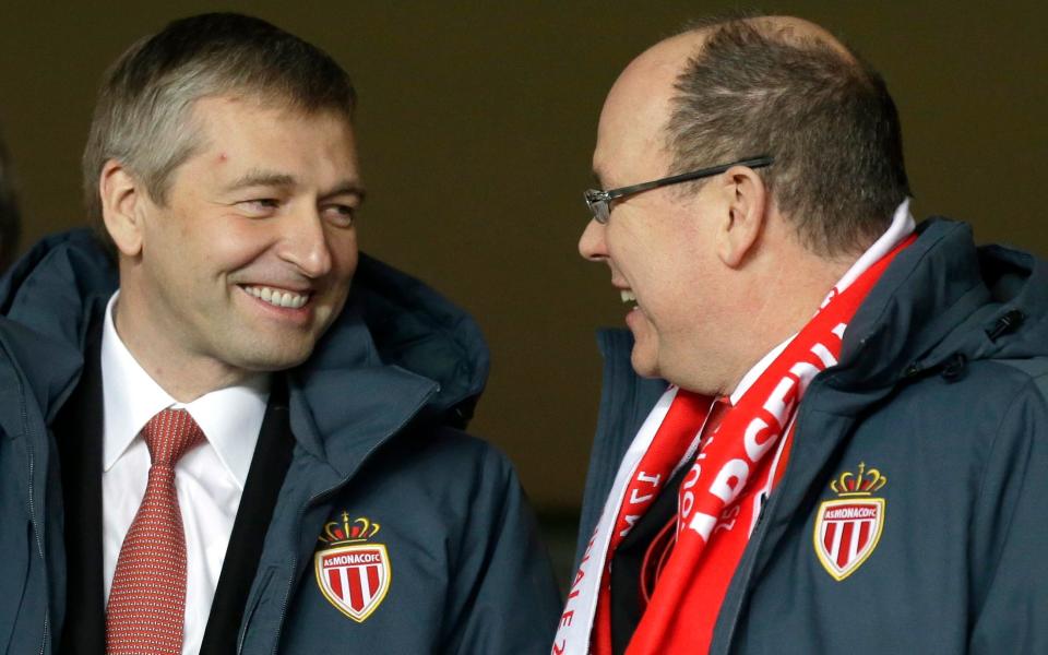 Rybolovlev (left) owns two thirds of AS Monaco, with the other third owned by Prince Albert (right)