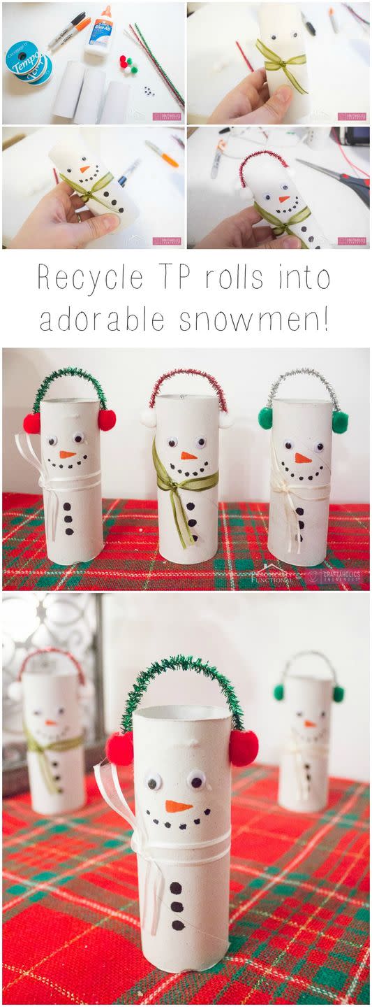 Toilet Paper Roll Snowmen