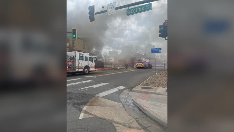 The Denver Fire Department is fighting a fire at an abandoned building near Colfax Avenue and Franklin Street.