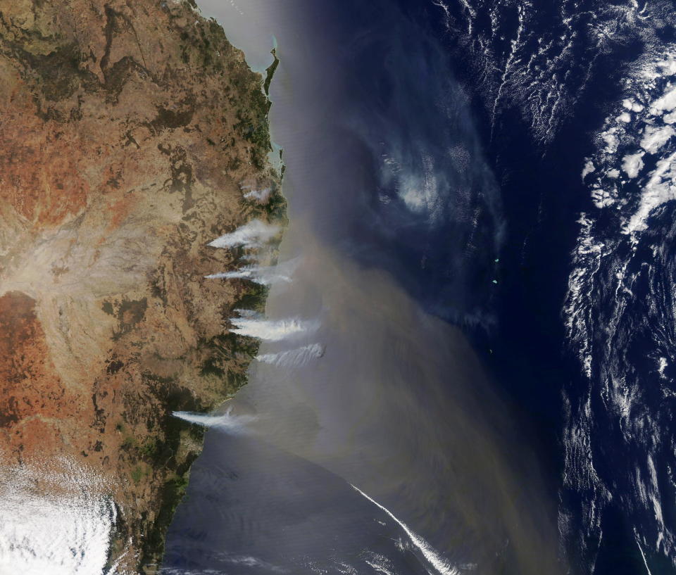 NSW bushfires seen burning from space