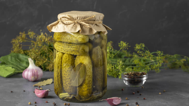 Jar of pickled cucumbers