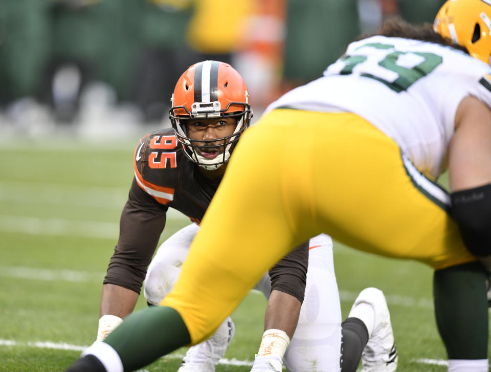 Defensive end Myles Garrett is one reason people believe the Browns will improve this season. (AP)