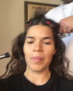 <p>The actress offered followers a look at her time in the hair chair, taking the opportunity to solicit donations for the Time’s Up Legal Defense Fund. (Photo: <a rel="nofollow noopener" href="https://www.instagram.com/p/BdqfTzrDk7v/?hl=en&taken-by=americaferrera" target="_blank" data-ylk="slk:America Ferrera via Instagram;elm:context_link;itc:0;sec:content-canvas" class="link ">America Ferrera via Instagram</a>) </p>