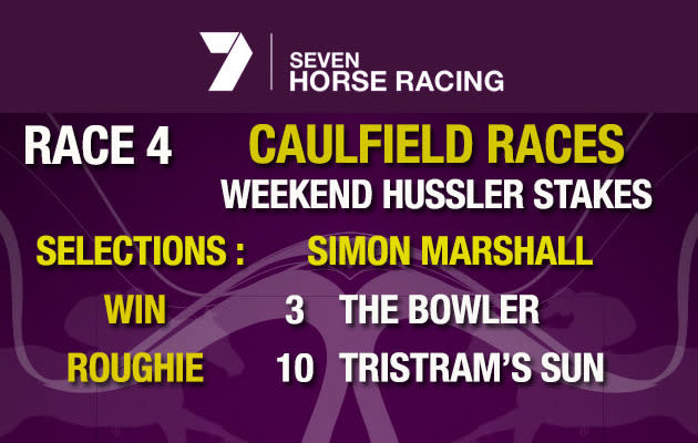 Race 4 Weekend Hussler Stakes. Number 3: The Bowler, Roughie Number 10: Tristram's Sun.