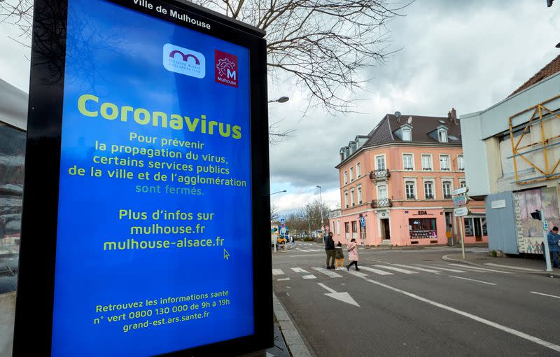 An information screen is pictured in Mulhouse