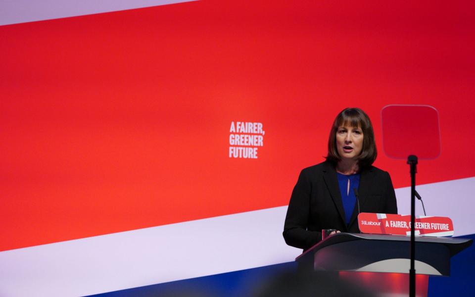 Rachel Reeves, the shadow chancellor, delivers a speech at Labour Party conference in Liverpool  - Peter Byrne /PA