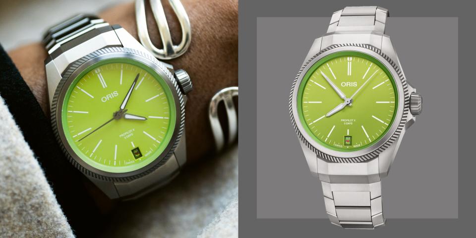 <p><a href="https://www.oris.ch/en/watch/propilot-x-kermit-edition/01-400-7778-7157-set" rel="nofollow noopener" target="_blank" data-ylk="slk:Shop Now;elm:context_link;itc:0;sec:content-canvas" class="link ">Shop Now</a></p><p>ProPilot X Kermit Edition</p><p>$4600.00</p><p>oris.ch</p><span class="copyright">Oris</span>