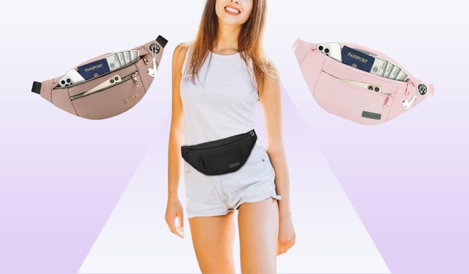 woman wearing fanny pack