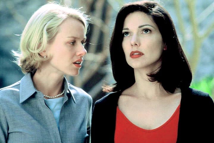 In this 2001 publicity image originally released by Universal Pictures, Naomi Watts, left, and Laura Harring are shown in a scene from, " Mulholland Drive". (AP Photo/Universal Pictures, file)