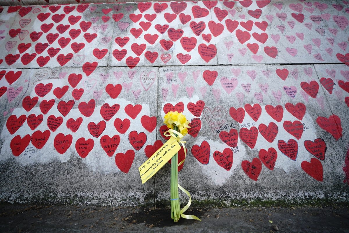 The National Covid Memorial Wall in London (Yui Mok/PA)