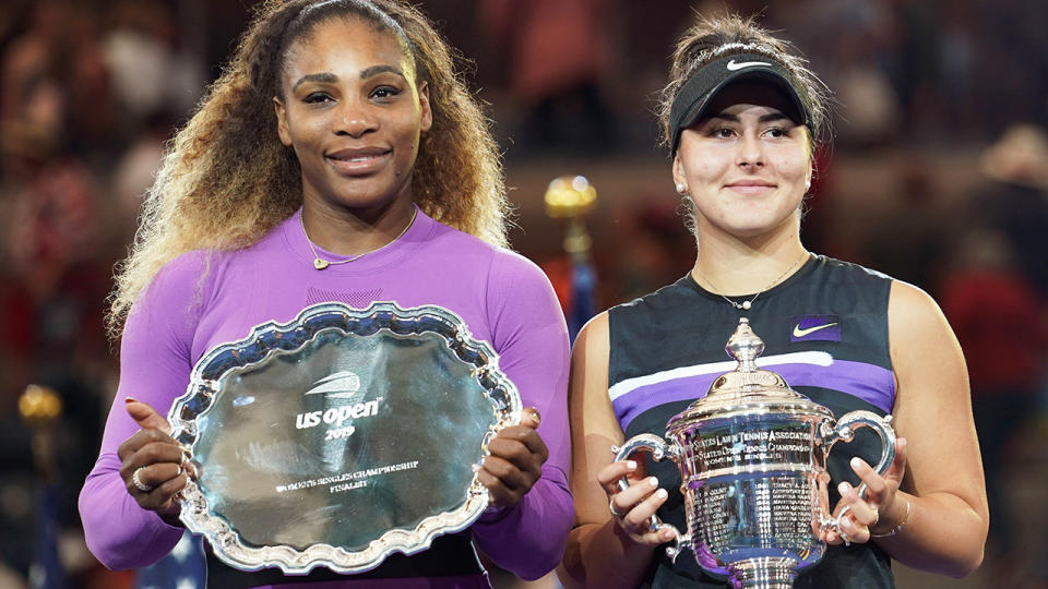 Serena Williams and Bianca Andreescu, pictured here during the US Open final.