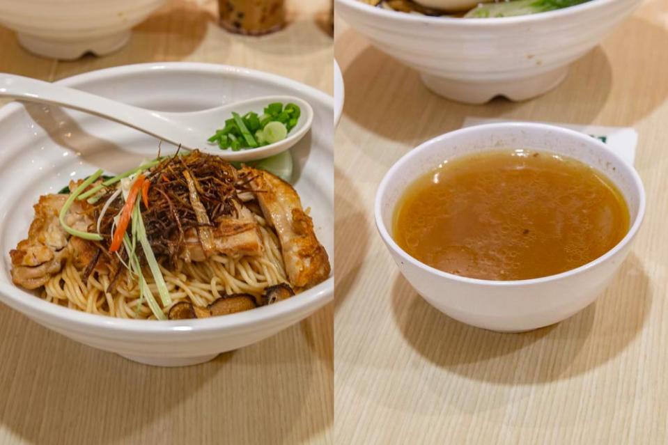 Wong Fu Fu new menu - Grilled chicken noodles collage with soup