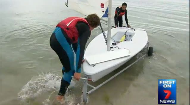 Ed Fuggle and Ben Brunton were out on the water when they spotted Tom Gozel. Photo: 7 News