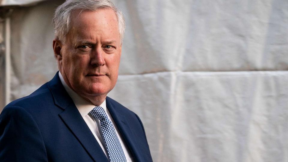 PHOTO: In this Sept. 13, 2022, file photo, former White House Chief of Staff Mark Meadows arrives for an event in Washington, D.C. (Stefani Reynolds/AFP via Getty Images, FILE)