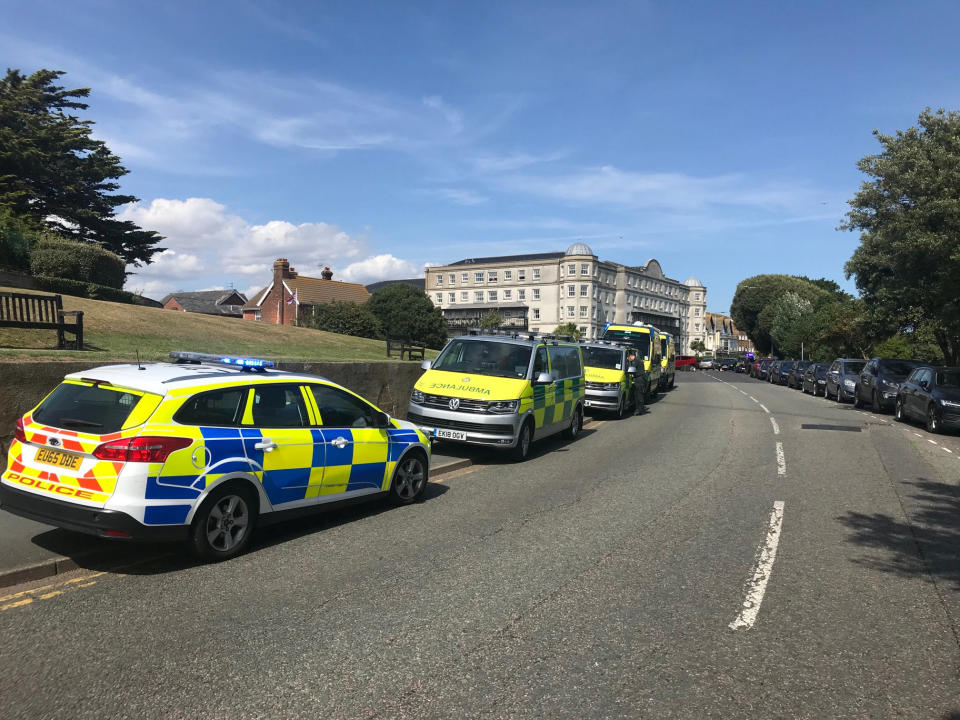 Emergency services were called to the busy seaside resort in Essex in August last year. Source: MEGA