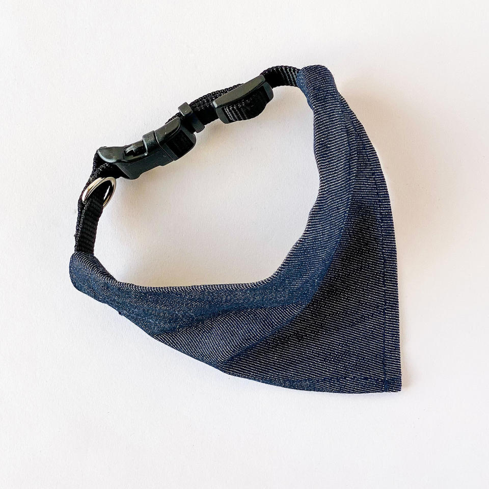 <p>Aplat doesn't let their fabric scraps go to waste, instead, they upcycle these extras into stylish bandanas for pets. </p> <p><strong>Buy it!</strong> Upcycled Over-The-Collar Bandanas, $15.00; <a href="https://aplat.com/collections/sustainable-pet-goods/products/dog-bandana" rel="nofollow noopener" target="_blank" data-ylk="slk:Aplat.com;elm:context_link;itc:0;sec:content-canvas" class="link ">Aplat.com</a></p>