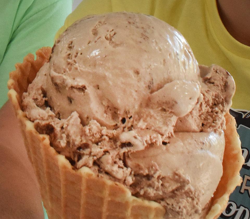 A chocolate waffle cone at Nonno's Ice Cream Shoppe in Fall River.