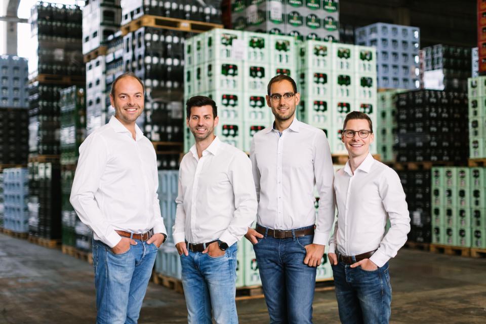 Stephen Weich, Niklas Plath, Christopher Huesmann und Christian Seurig (v.l.) leiten das Startup Flaschenpost. - Copyright: Flaschenpost