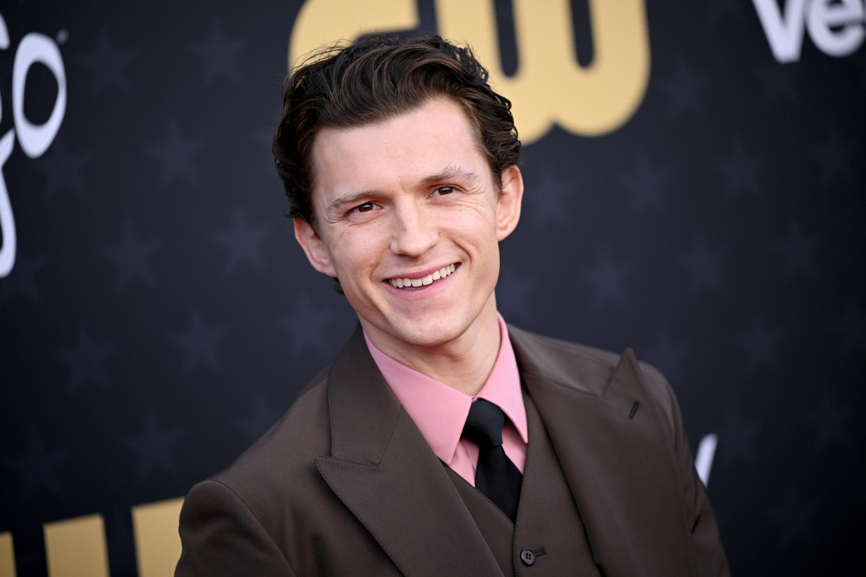 SANTA MONICA, CALIFORNIA - JANUARY 14: Tom Holland attends the 29th Annual Critics Choice Awards at Barker Hangar on January 14, 2024 in Santa Monica, California. (Photo by Lionel Hahn/Getty Images)