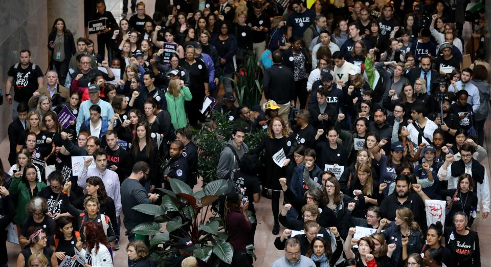 At 1:00 P.M. ET today, women across the country walked out of schools and offices to show support of sexual assault survivors and protest Brett Kavanaugh.