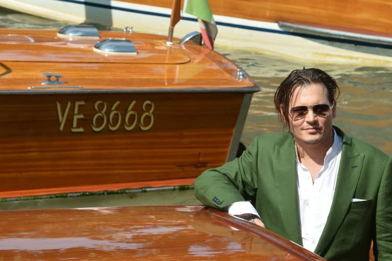 Johnny Depp arrives the "Black Mass" photocall in Venice on September 4, 2015