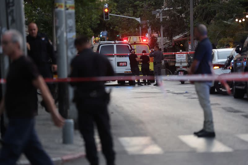 Aftermath of a suspected shooting attack in Tel Aviv