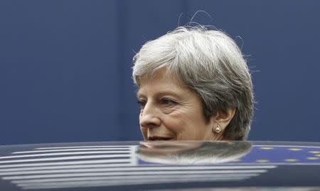 Britain's Prime Minister Theresa May attends a European Union leaders summit in Brussels, Belgium, March 23, 2018. REUTERS/Francois Lenoir