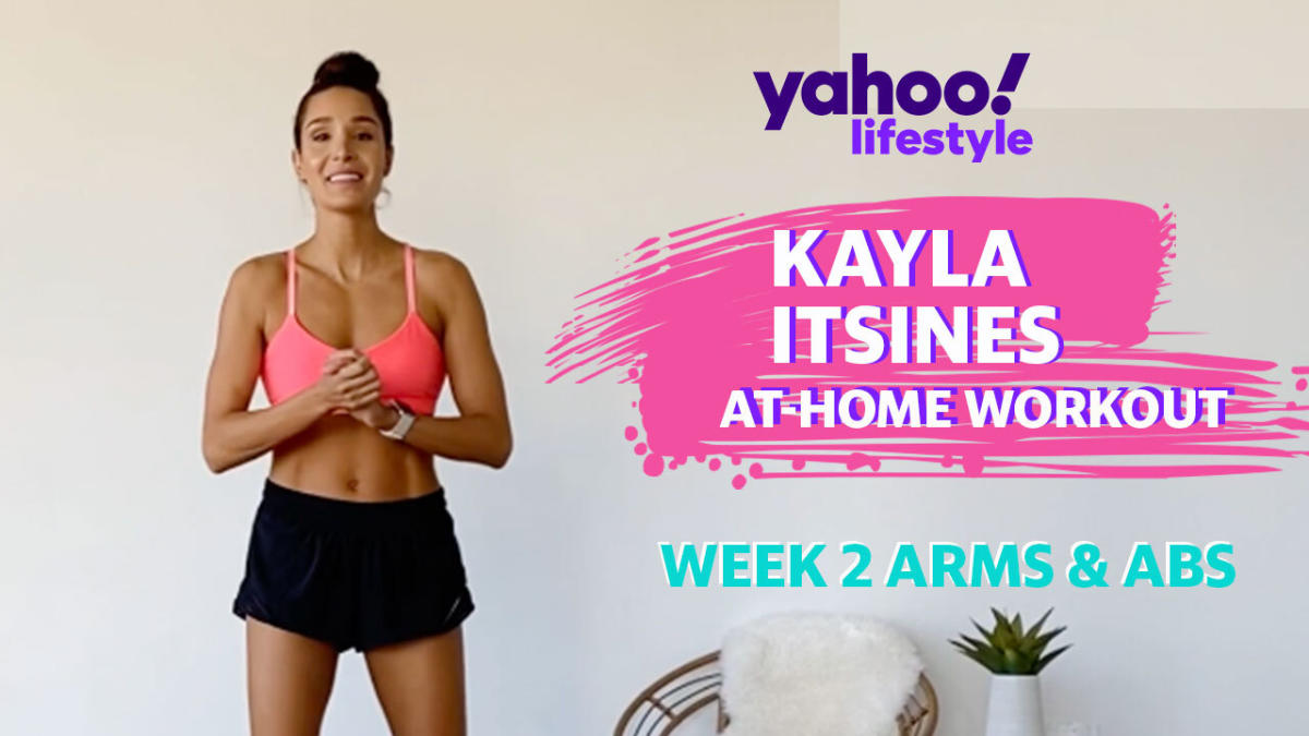 Kayla Itsines Intermediate Workout  No Kit Abs + Arms Session 