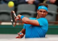 Spain's Rafael Nadal in action during the first round; Roland Garros, Paris, France - 26/5/15 - Reuters / Jason Cairnduff