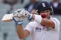 England's Matt Prior plays a shot during the fifth day's play in the second Ashes cricket test against Australia at the Adelaide Oval December 9, 2013. REUTERS/David Gray (AUSTRALIA - Tags: SPORT CRICKET TPX IMAGES OF THE DAY)