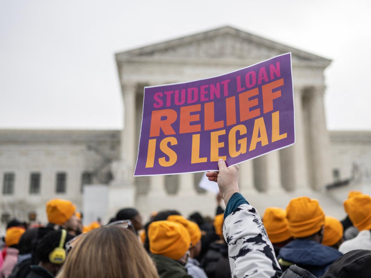 Student debt rally outside Supreme Court