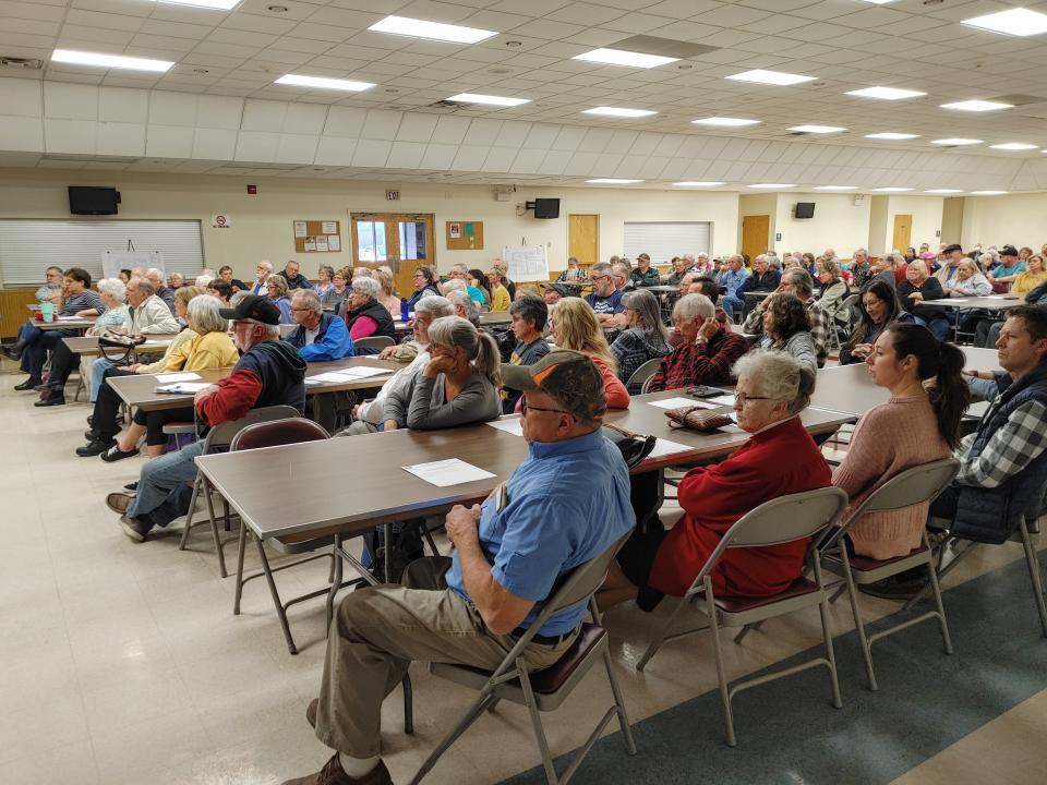 About 150 people attended a public hearing on March 22, 2023, where Greene Township supervisors heard testimony regarding a developer's request for a zoning exception to build a 676-unit apartment complex within a neighborhood of single-family housing.