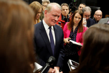 FILE PHOTO: U.S. Congressman Leonard Lance (R-NJ) speaks to the media after a town hall event at a community college in Branchburg, New Jersey, U.S., February 22, 2017. O MATCH SPECIAL REPORT USA-ELECTION/BATTLEGROUND REUTERS/Dominick Reuter/File Photo