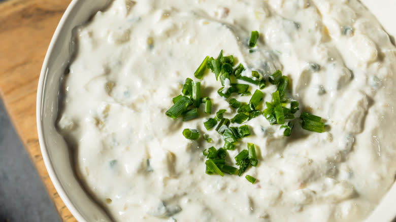 close up of French onion dip