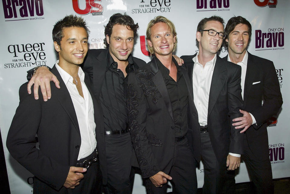 From left; Jai Rodriguez, Thom Filicia, Carson Kressley, Ted Allen and Kyan Douglas attend a party to celebrate the premiere of 