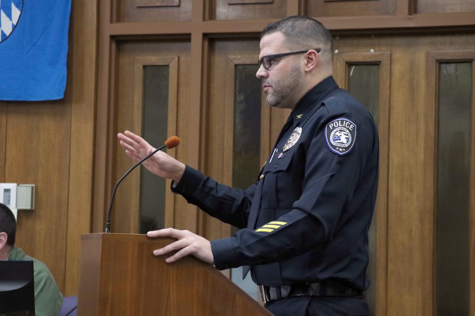 Sturgis Department of Public Safety Director Ryan Banaszak presents the police division's requests for a new records management system Feb. 28.