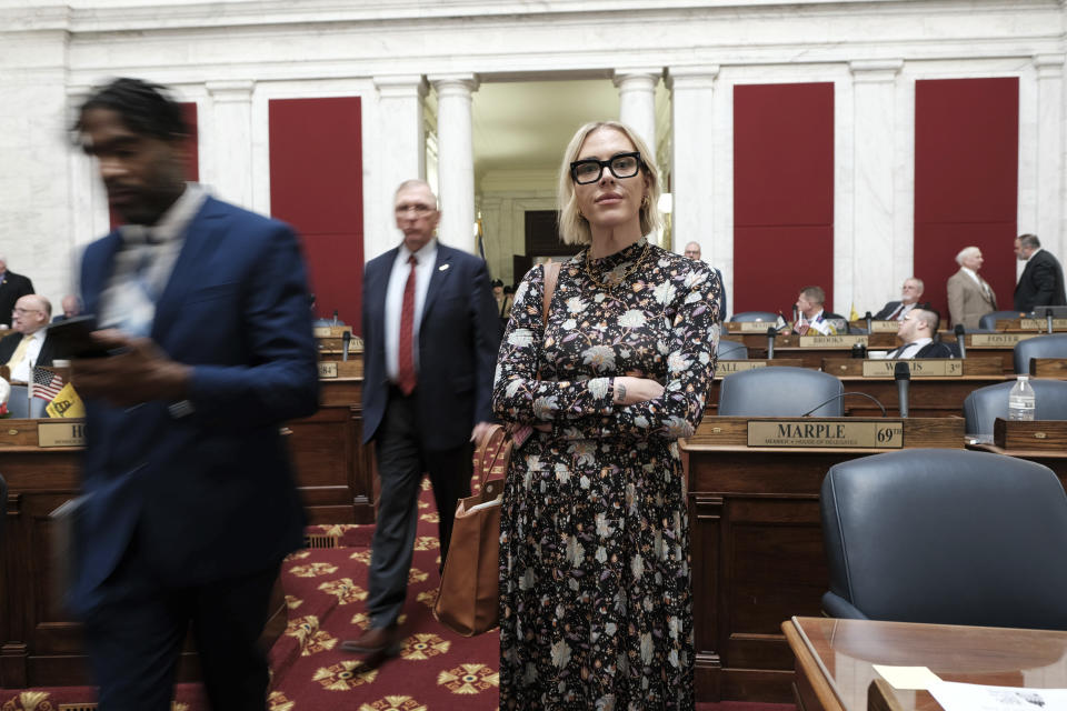 West Virginia state Rep. Kayla Young, D-Kanawha, listens in the House Chamber at the Capitol in Charleston, W.Va., on Wednesday, Jan. 25, 2024. West Virginia has the least amount of female state legislators.(AP Photo/Chris Jackson)