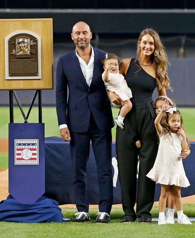 Derek Jeter's 3 Daughters Join Him At Yankee Stadium During