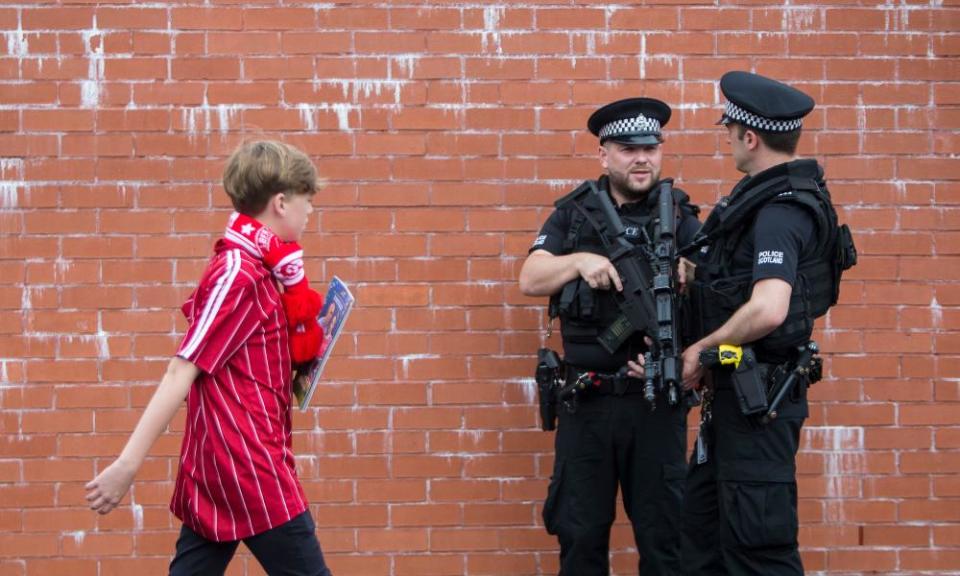 A heavy armed police presence was seen at the Scottish Cup Final.