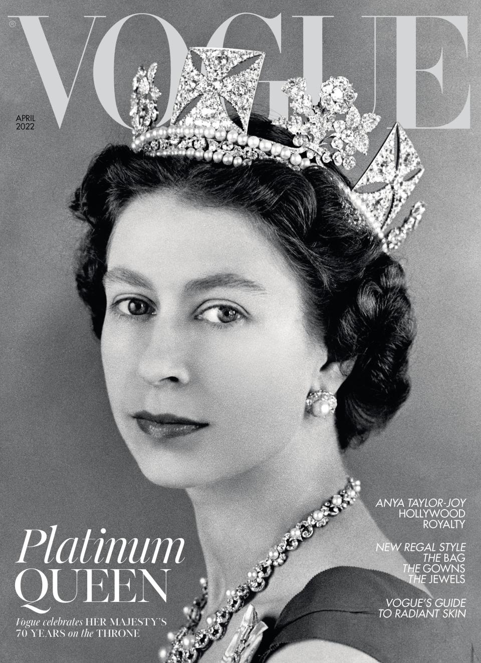 The Queen on the cover of the April 2022 issue of British Vogue