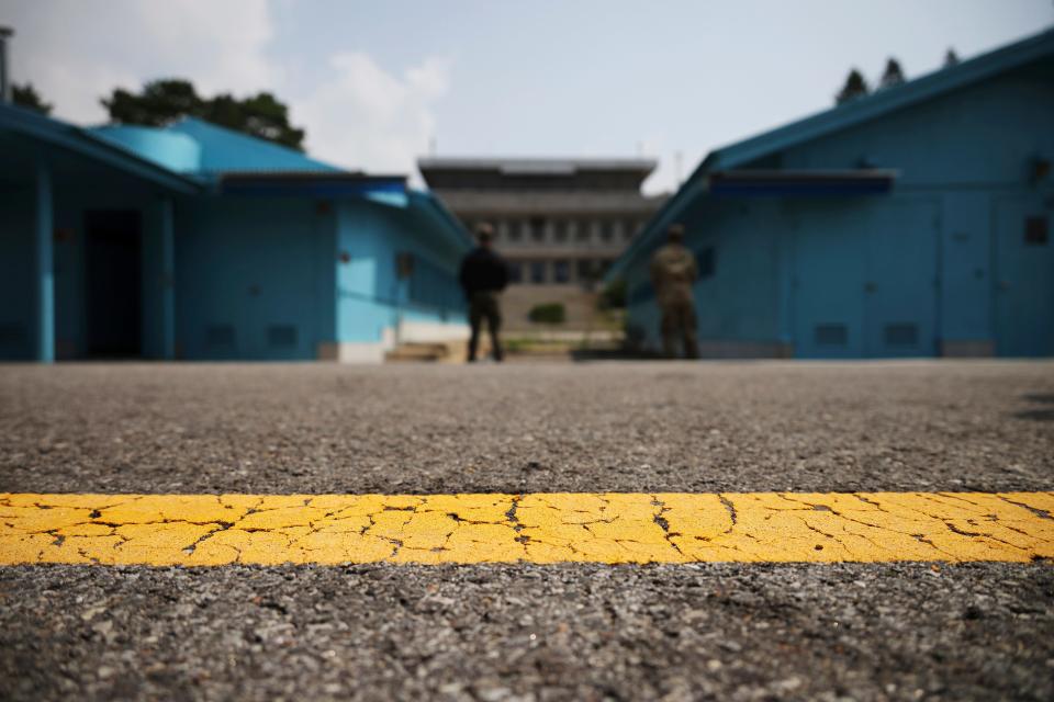 A general view shows the truce village of Panmunjom inside the demilitarized zone separating the two Koreas, on July 19, 2022.