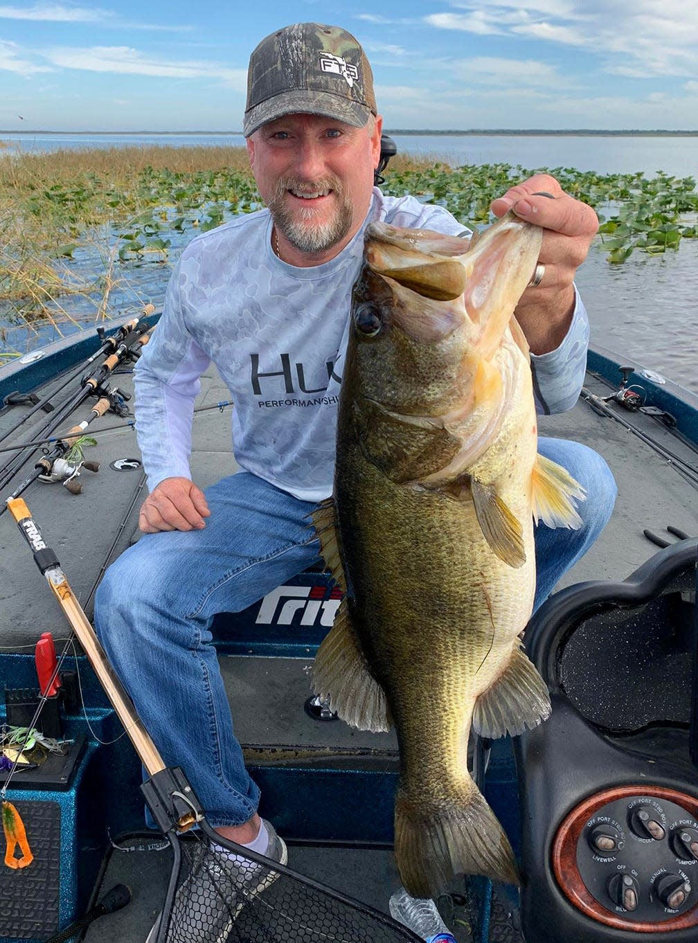 Bobbie Spurlock of Frostproof caught this 10.10-pound largemouth bass while fishing with his son Austin Spurlock on the Kissimmee Chain of Lakes last week.