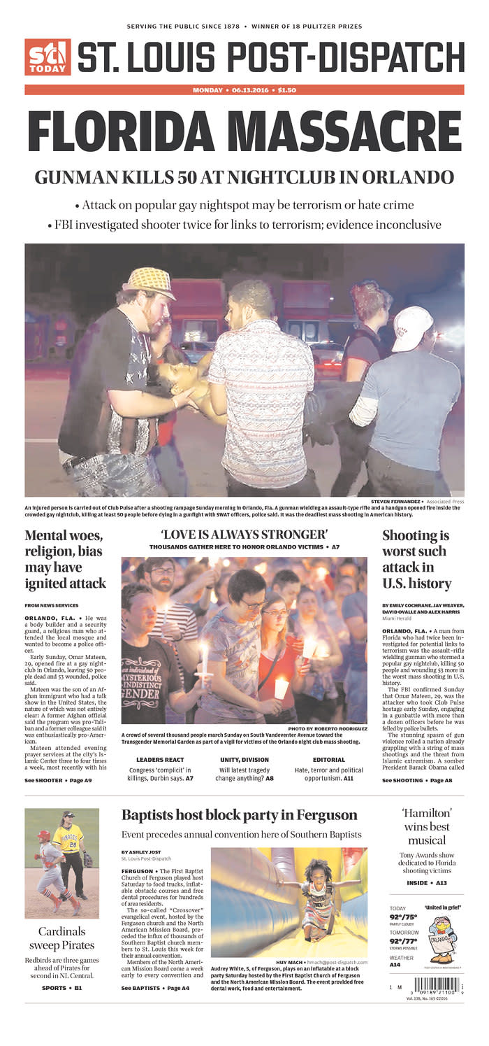 <p>St. Louis Post-Dispatch<br> Published in St. Louis, Mo. USA. (newseum.org) </p>